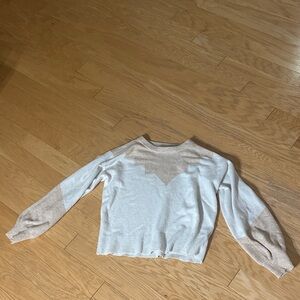 Lush Stylish Beige and Cream Sweater - Small - Like New
